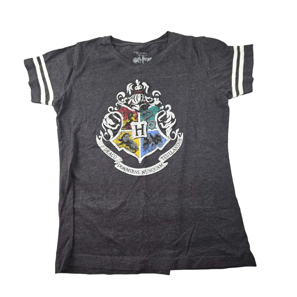 Hogwarts T-Shirt Harry Potter Universal Studios Unisex Gray Youth Size L JH1836